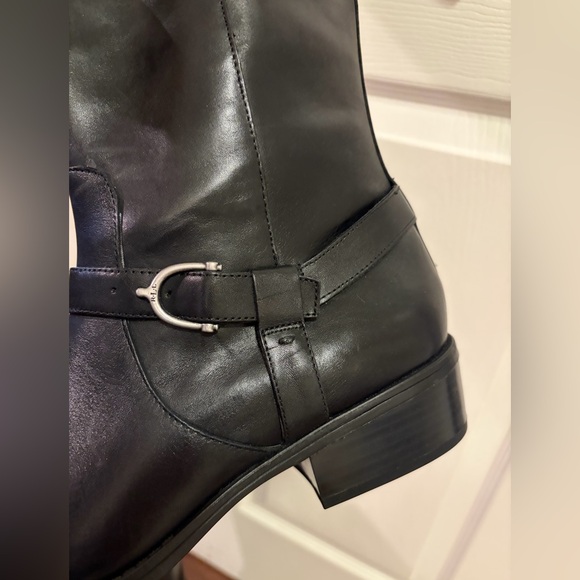 Lauren Ralph Lauren Margarite Wide Calf Riding Boots Black Leather size 11 - Picture 7 of 16